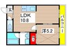 シャローム瑞穂 1LDKの間取り