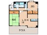 シャンポール高社 2LDKの間取り