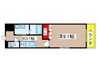 フルールムーラン 1Kの間取り