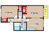 アミティ植田Ａ棟 2DKの間取り