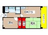 ヒルハイツ桃山 2DKの間取り