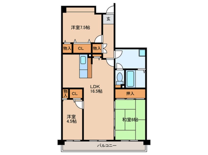 間取図 リバピア中央台１０棟(302)