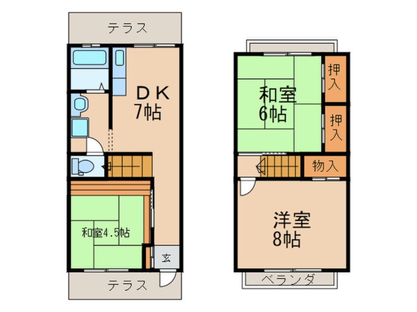 間取図 ２階建庭付貸家