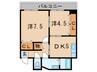 グレイトフルＤ．Ｈ．キャッスル 2DKの間取り