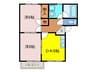 パークヒルサカイＢ 2DKの間取り