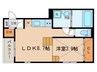 クレスト高畑 1LDKの間取り