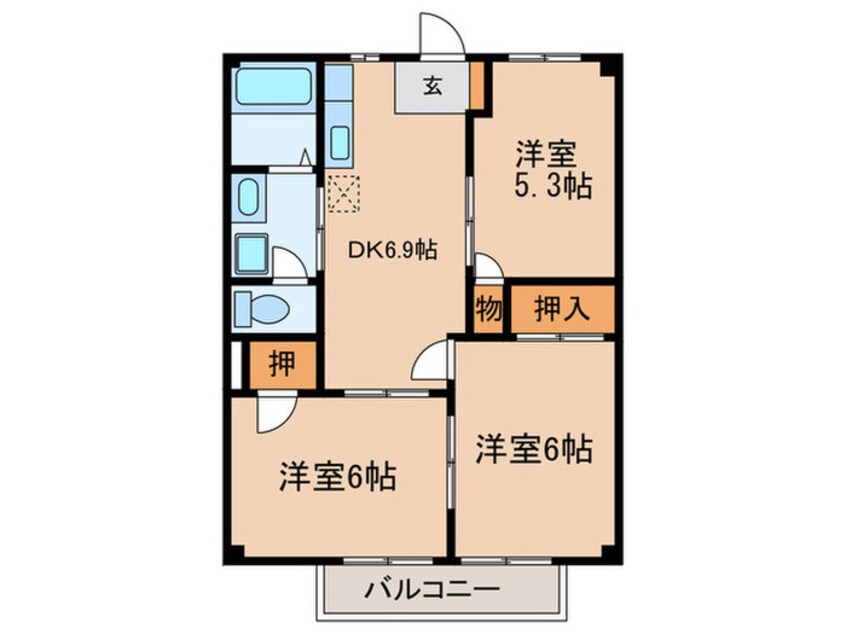 間取図 アクティブ河原Ａ