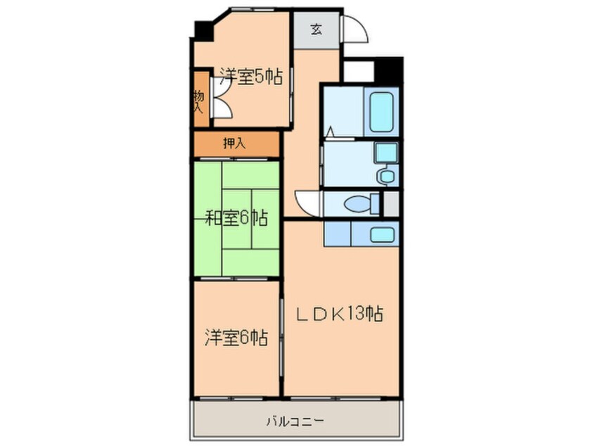 間取図 ｽｶｲｶﾞ-ﾃﾞﾝ兜山