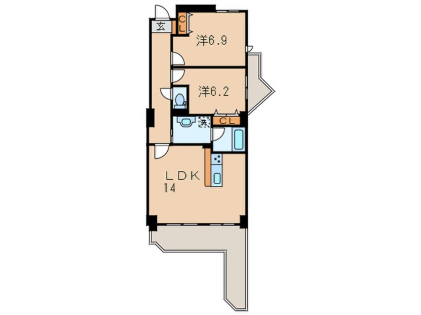 間取図 ﾊﾞﾝﾍﾞｰﾙｸﾞﾗﾝ山手弐番館(1402)