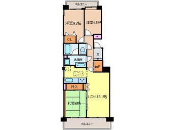 間取図 鳥見ﾊﾟ-ｸ･ﾏﾝｼｮﾝ三番街南棟(911)