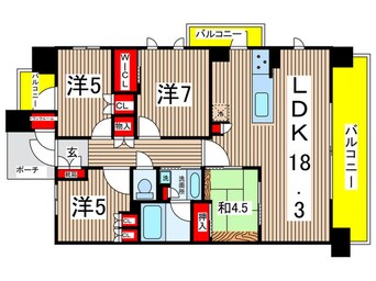 間取図 プレサンスグラン川名（103）