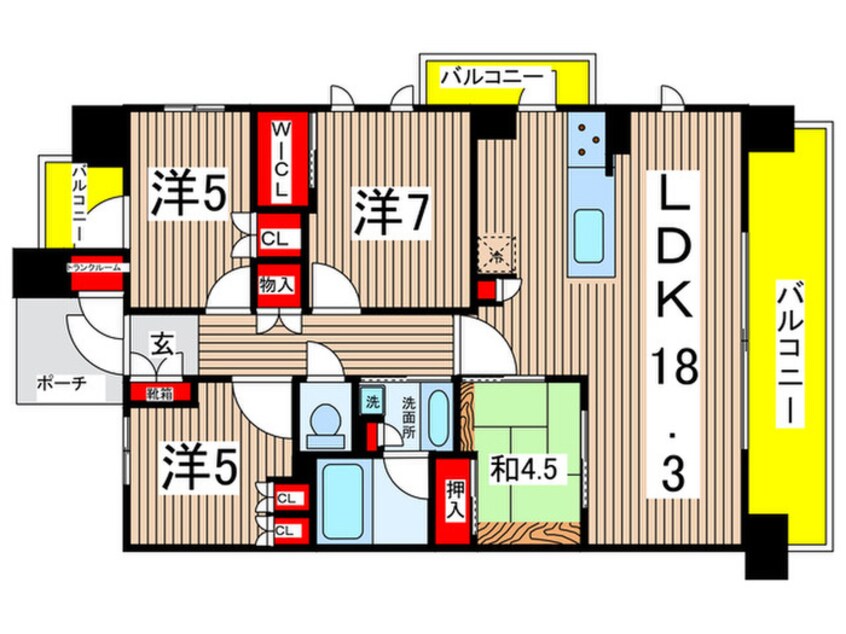 間取図 プレサンスグラン川名（103）