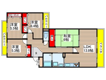 間取図 シティーコーポ第二滝ノ水4棟