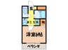 ニュ－ユウチク 1Kの間取り