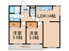 ハイツエクセル 2LDKの間取り