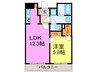 向陽町レジデンス 1LDKの間取り