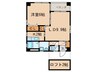 ﾍﾞﾙﾒｿﾞﾝ田代本通 1LDKの間取り
