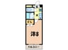 サンピア若水 1Kの間取り