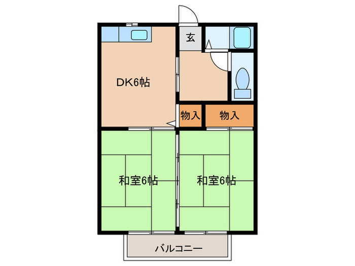 高須ハイツ 2DKの間取り