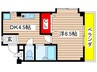 アメニティーハイツ中砂 1DKの間取り