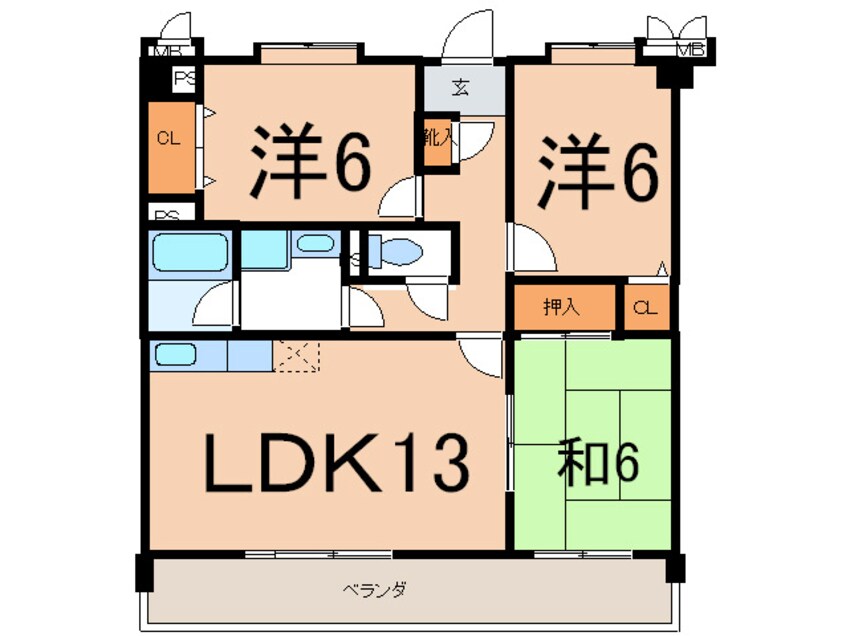 間取図 ｸｵﾘﾃｨ-ﾊﾟﾚｽ鶴が沢