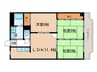 ハ－バ－グランドハイツ杉浦 3LDKの間取り