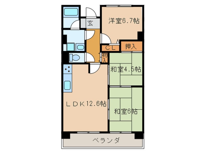 間取り図 ﾎﾜｲﾄｷｬｯｽﾙ岩倉Ⅱ(202)