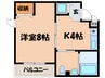 豊田ノ－スウエスト 1Kの間取り