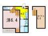 プランドール東海通 1Kの間取り