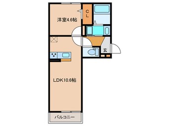 間取図 Ｄ－ｒｏｏｍＮｏｈｎ