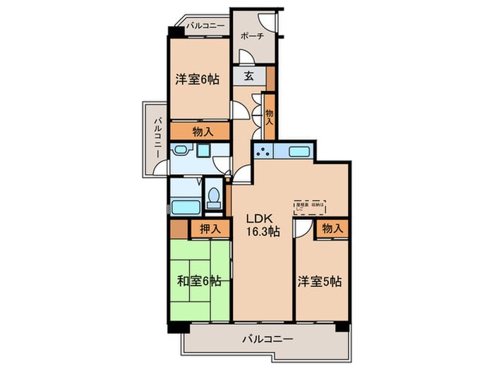 間取り図 サンハイツ八事ふじみＤ棟(801)