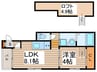 チェリーブロッサム新瑞橋 1LDKの間取り