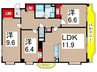 シャンティ滝川 3LDKの間取り