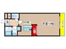 ハピネス植田 1DKの間取り