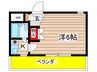 リバーサイド植田 1Kの間取り