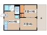 第2コーポ若園 2DKの間取り