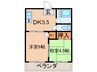 グリーンハイツＵ 2DKの間取り