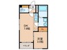 プランドール烏森 1DKの間取り