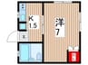 川澄コ－ポ 1Kの間取り