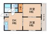 シーズンコート万場 2DKの間取り