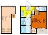 ヒルズ黒川 1Kの間取り