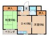 リバ－ハイツ五条 2DKの間取り