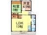 仲田苑 2LDKの間取り