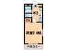 シェルウィン 1Kの間取り