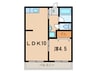 シーズンコート歌里 1LDKの間取り