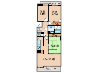 間取図 鳥見ﾊﾟ-ｸ･ﾏﾝｼｮﾝ三番街南棟(1204)