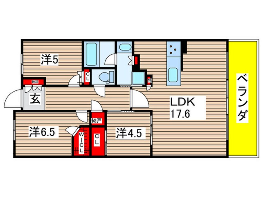 間取図 プラウド昭和滝川町（５０３）