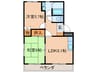 ハ－フバレ－ 2LDKの間取り