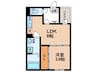 リーガル高畑 1LDKの間取り