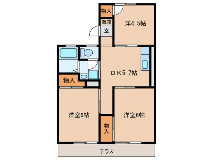 間取図 サンハイツ岩田 Ｃ棟